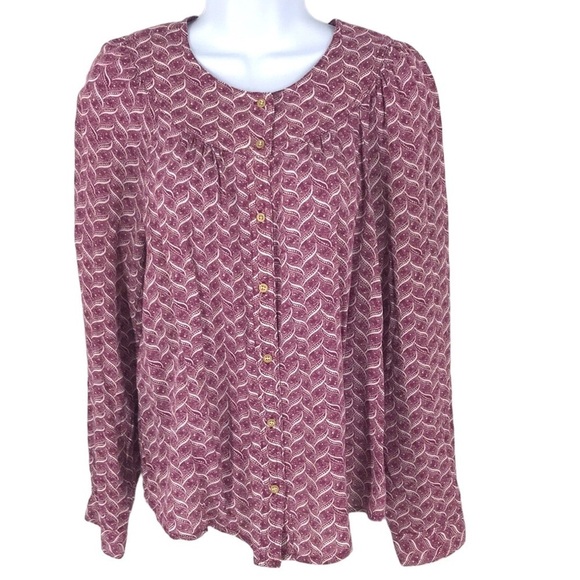 Maeve Orli Bibbed Button Down Blouse Size Small - Picture 1 of 9
